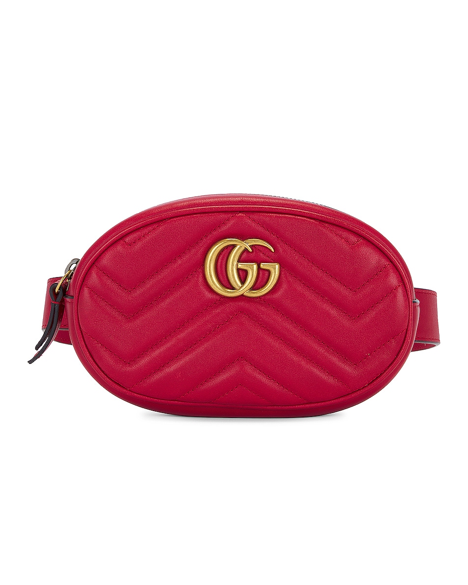 Image 1 of FWRD Renew Gucci GG Marmont Quilted Belt Bag in Red