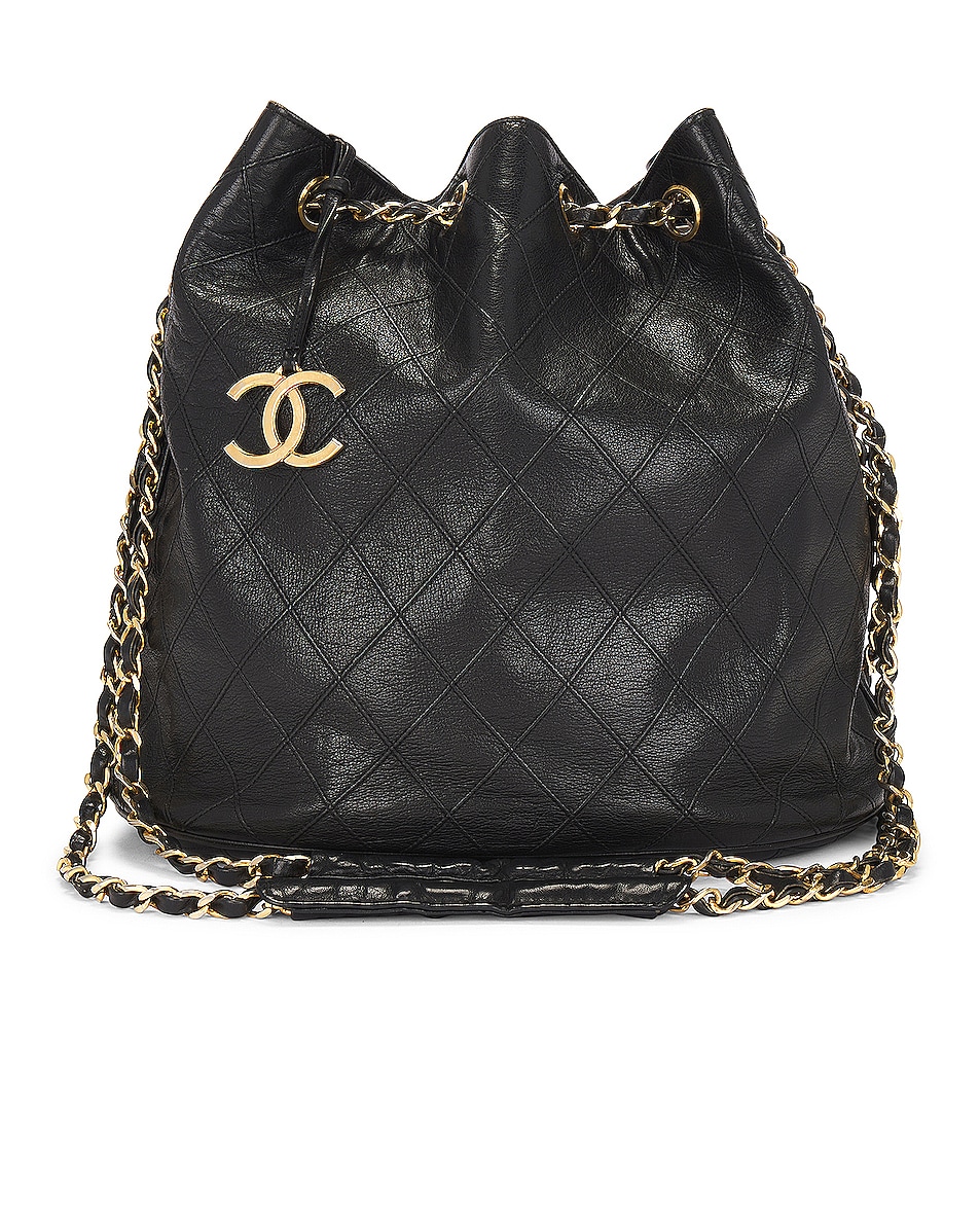 Image 1 of FWRD Renew Chanel Quilted Chain Bucket Bag in Black