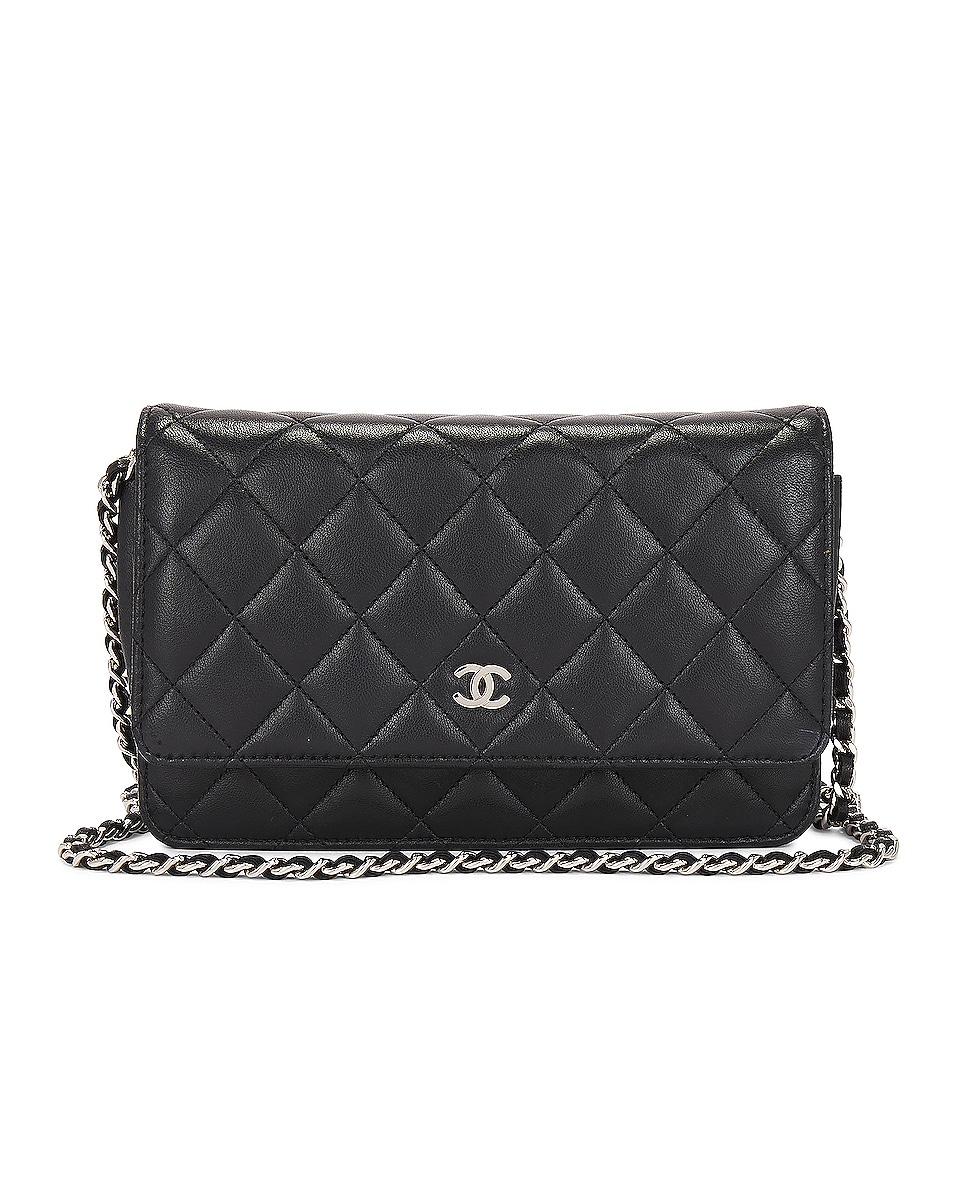 Image 1 of FWRD Renew Chanel Quilted Lambskin Wallet On Chain Bag in Black