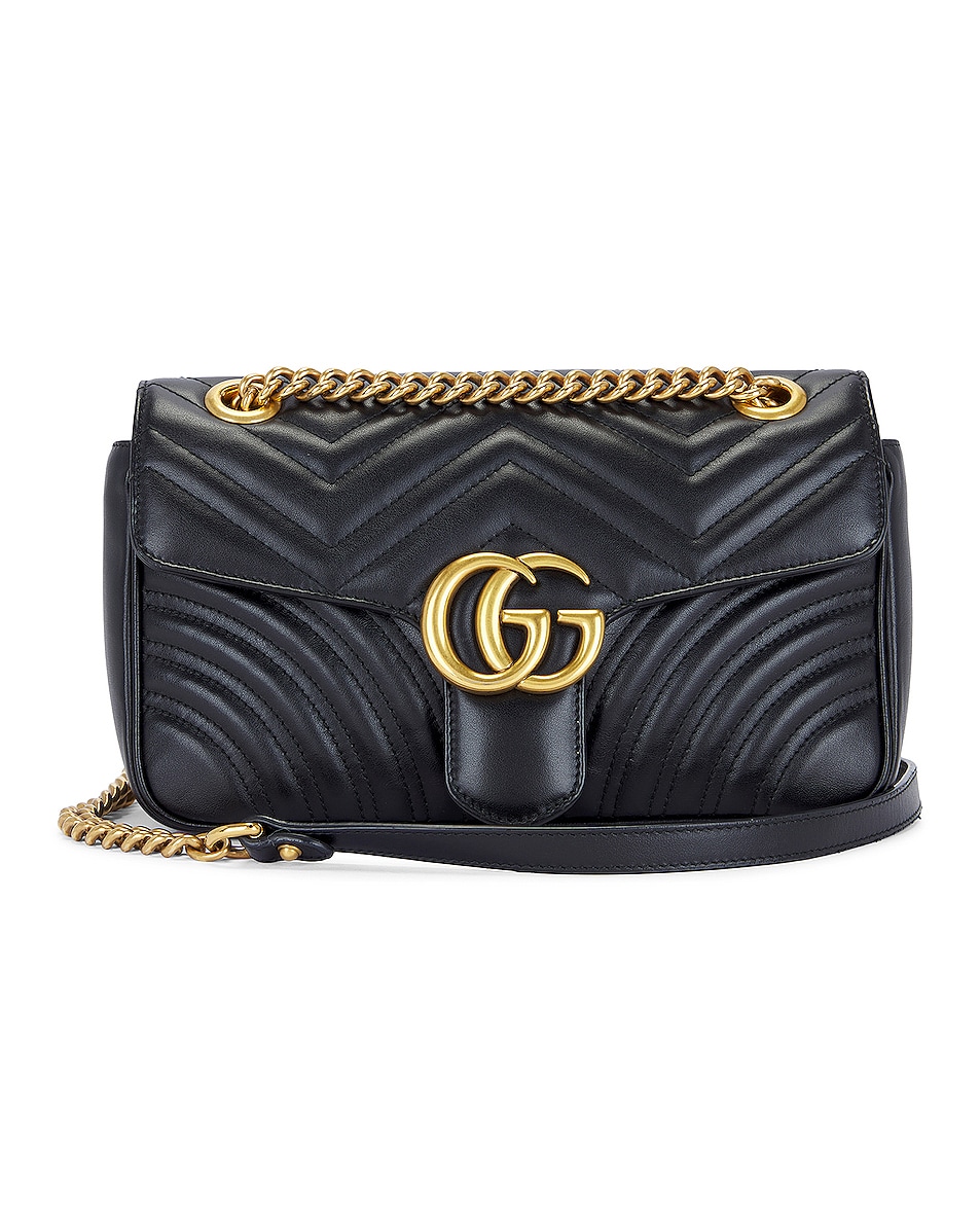 Image 1 of FWRD Renew Gucci GG Marmont Chain Shoulder Bag in Black