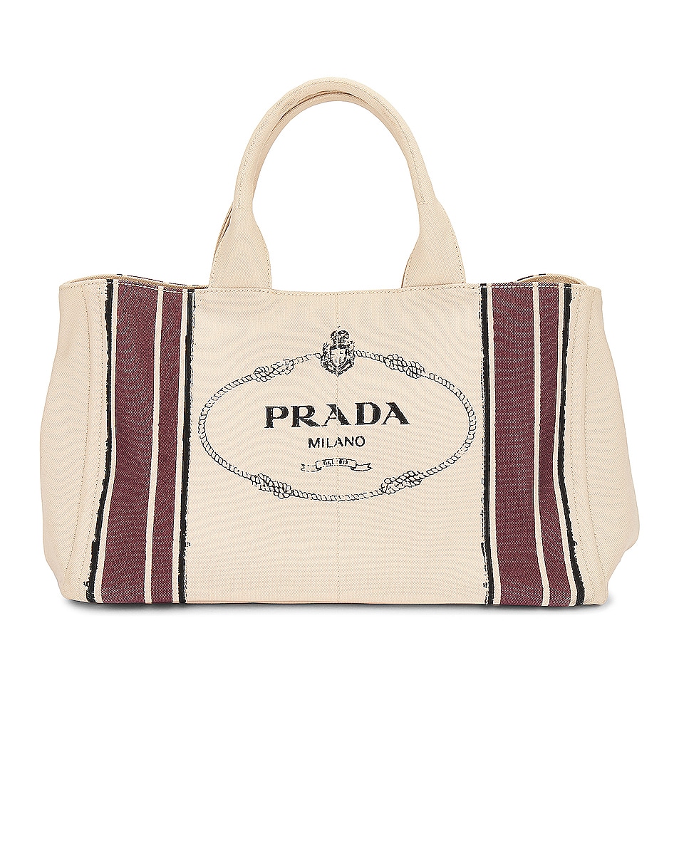 Image 1 of FWRD Renew Prada Canvas Tote Bag in Cream