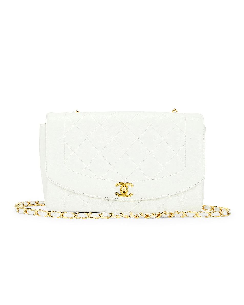 Image 1 of FWRD Renew Chanel Diana Caviar Chain Flap Shoulder Bag in White