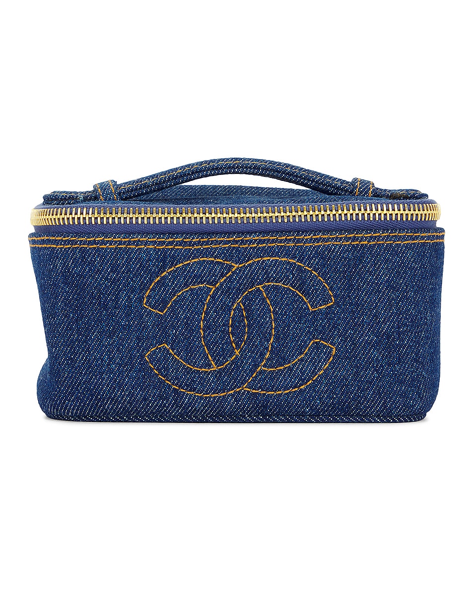 Image 1 of FWRD Renew Chanel Denim Vanity Bag in Dark Blue