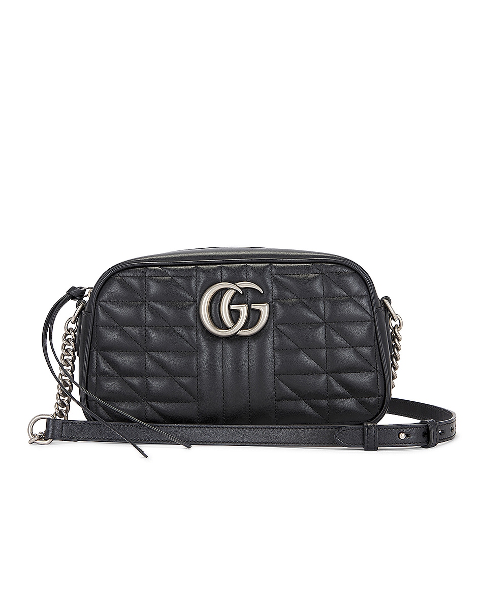 Image 1 of FWRD Renew Gucci GG Marmont Chain Shoulder Bag in Black