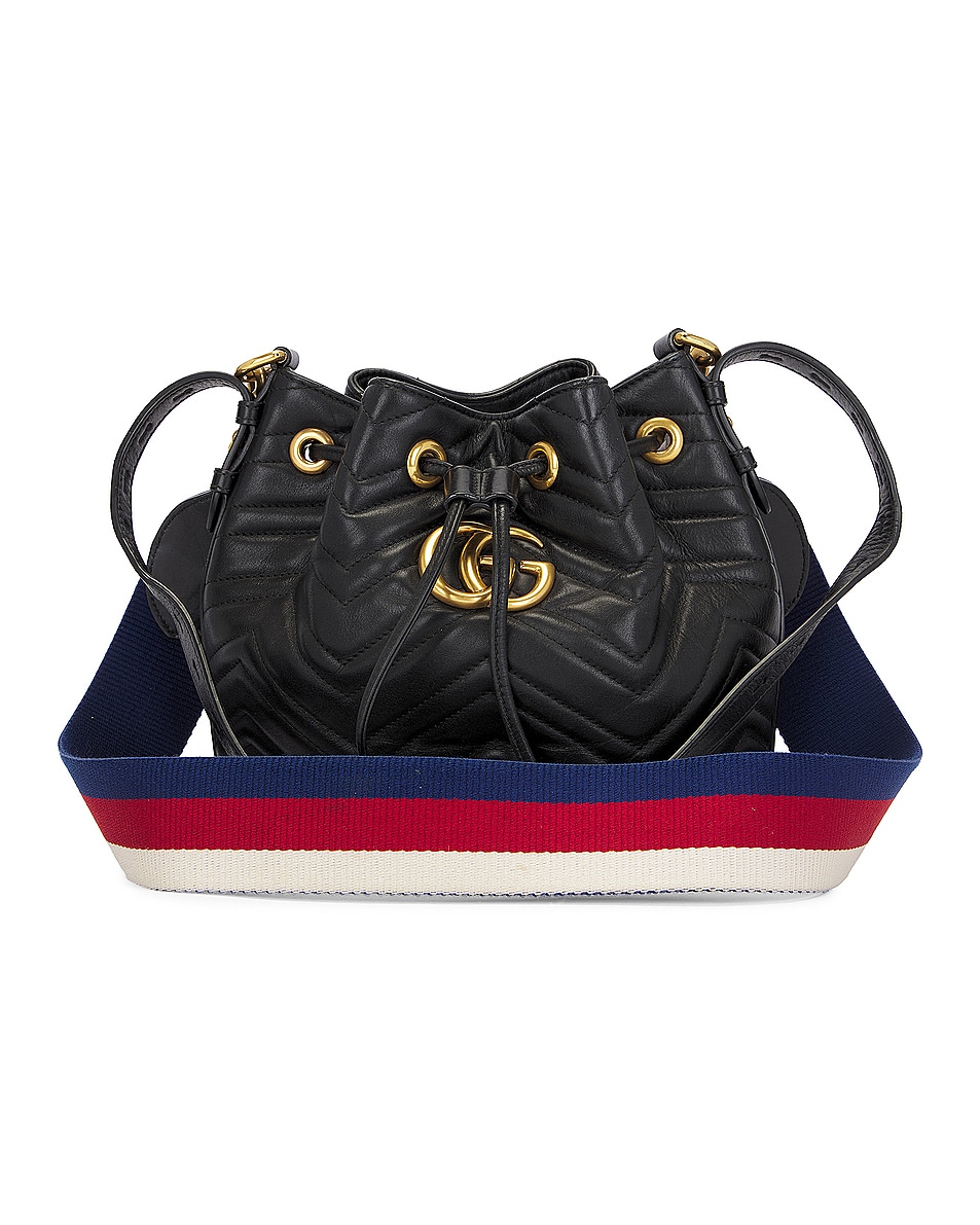 Image 1 of FWRD Renew Gucci GG Marmont Bucket Bag in Black
