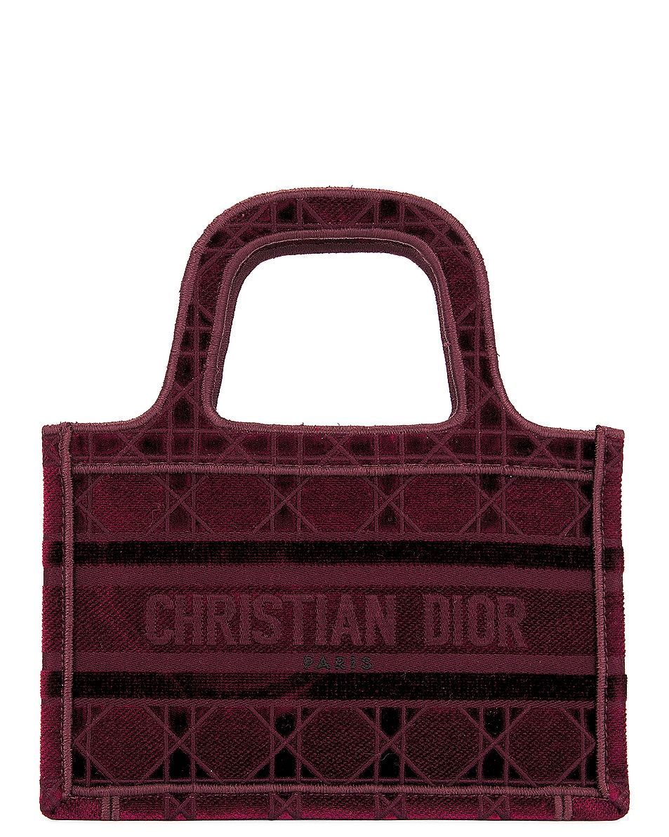 Image 1 of FWRD Renew Dior Embroidery Book Tote Bag in Wine