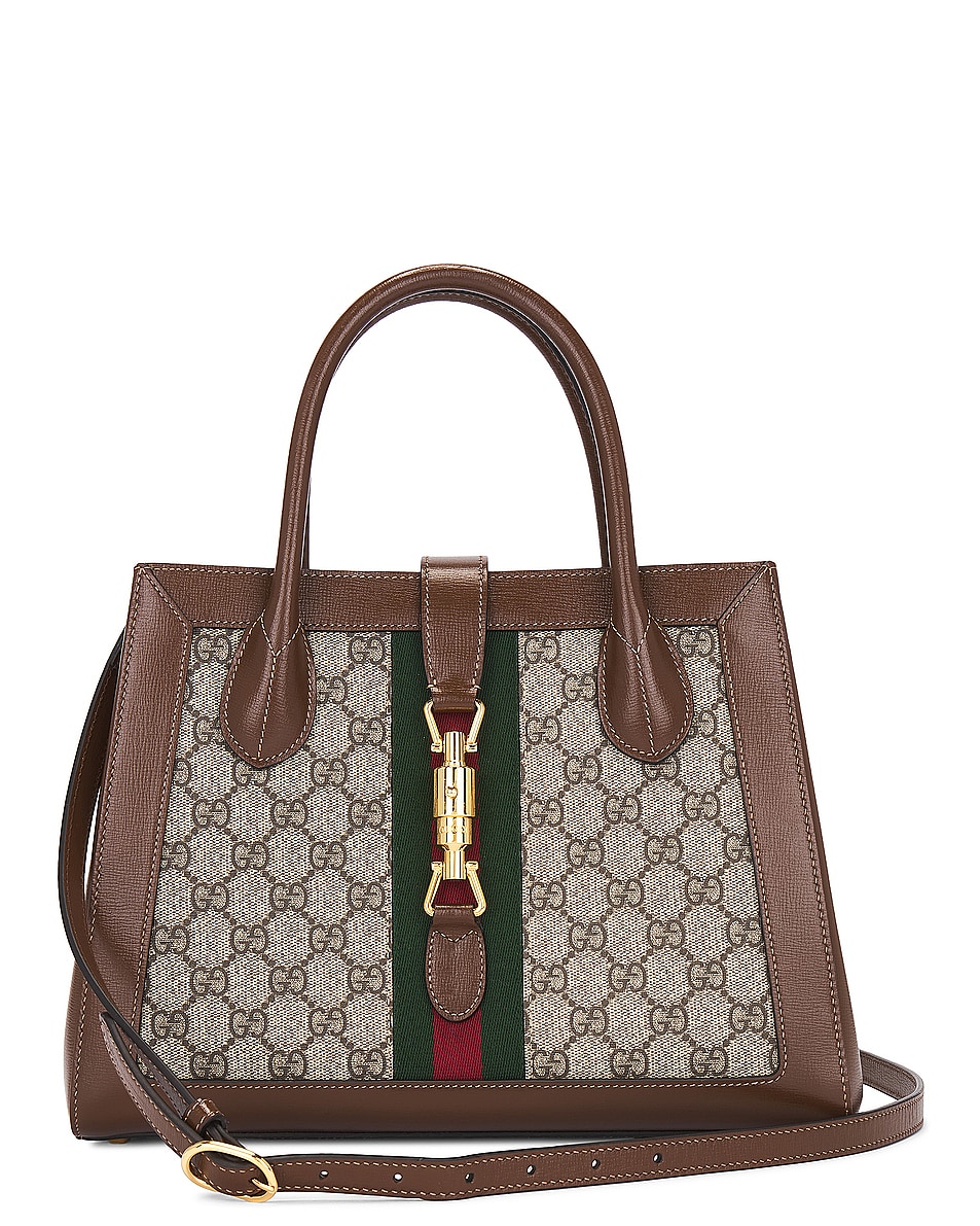 Image 1 of FWRD Renew Gucci Jackie Ophidia 2 Way Handbag in Brown