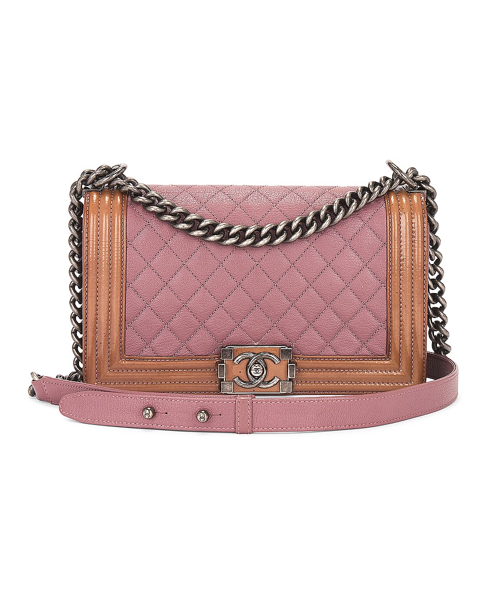 Image 1 of FWRD Renew Chanel Boy Chain Shoulder Bag in Pink