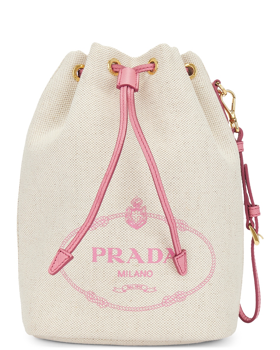 Image 1 of FWRD Renew Prada Drawstring Bucket Bag in Cream
