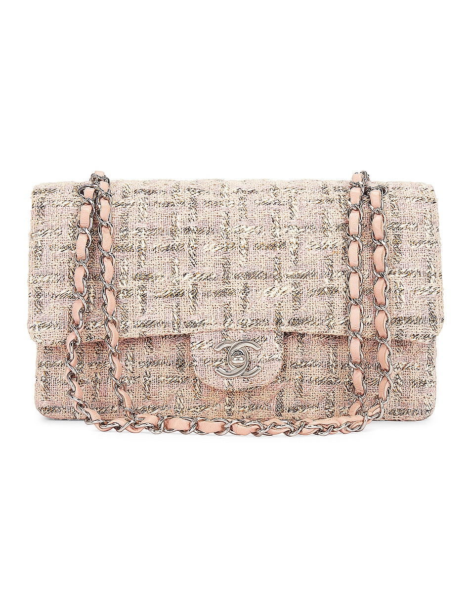 Image 1 of FWRD Renew Chanel Tweed Matelasse Chain Shoulder Bag in Blush