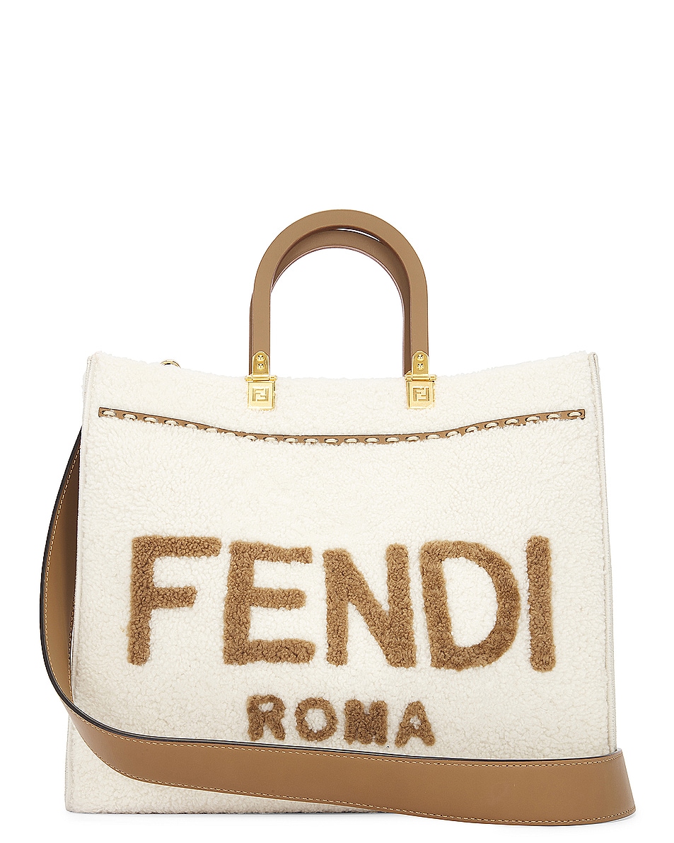 Image 1 of FWRD Renew Fendi Sunshine 2 Way Tote Bag in Cream