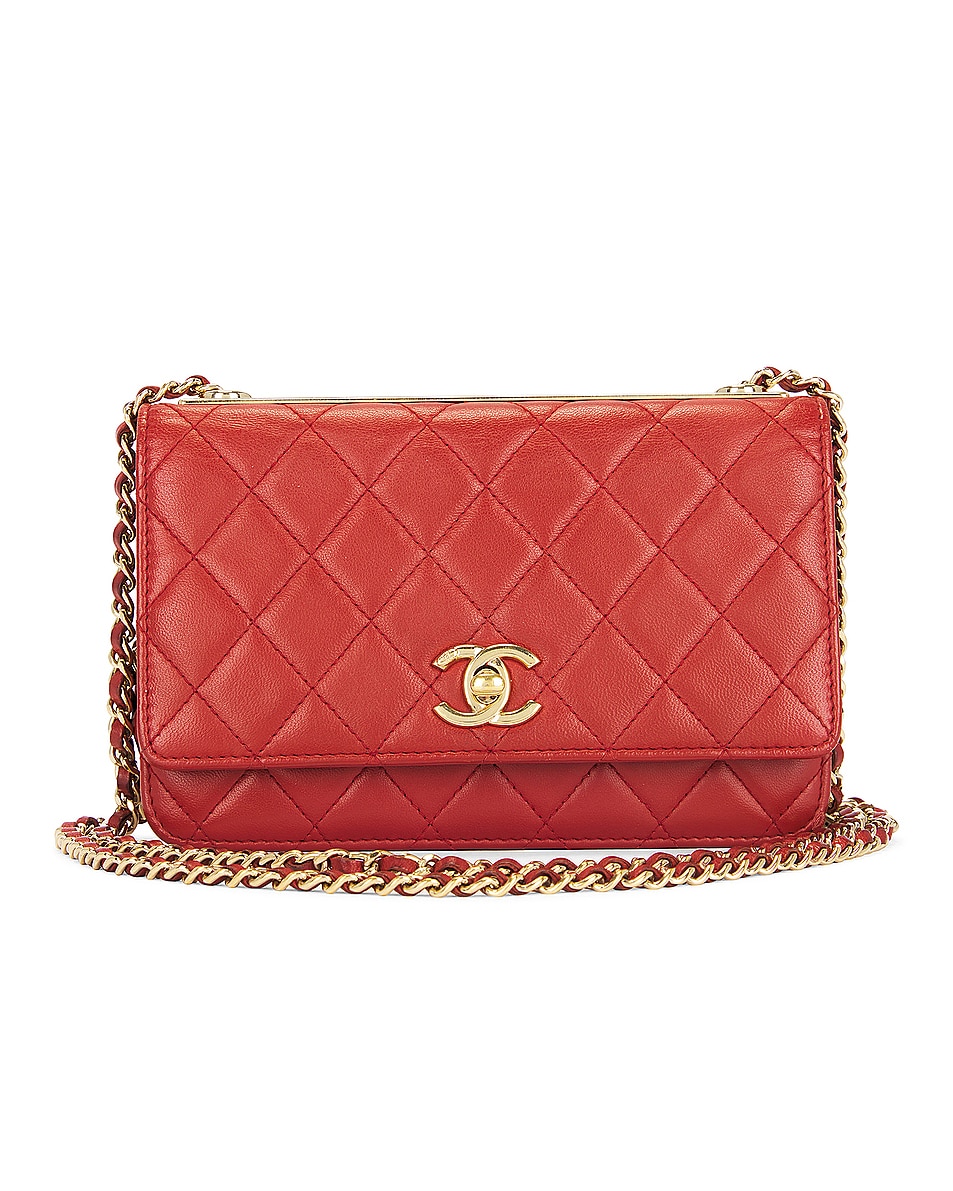 Image 1 of FWRD Renew Chanel Quilted Lambskin Single Flap Shoulder Bag in Red