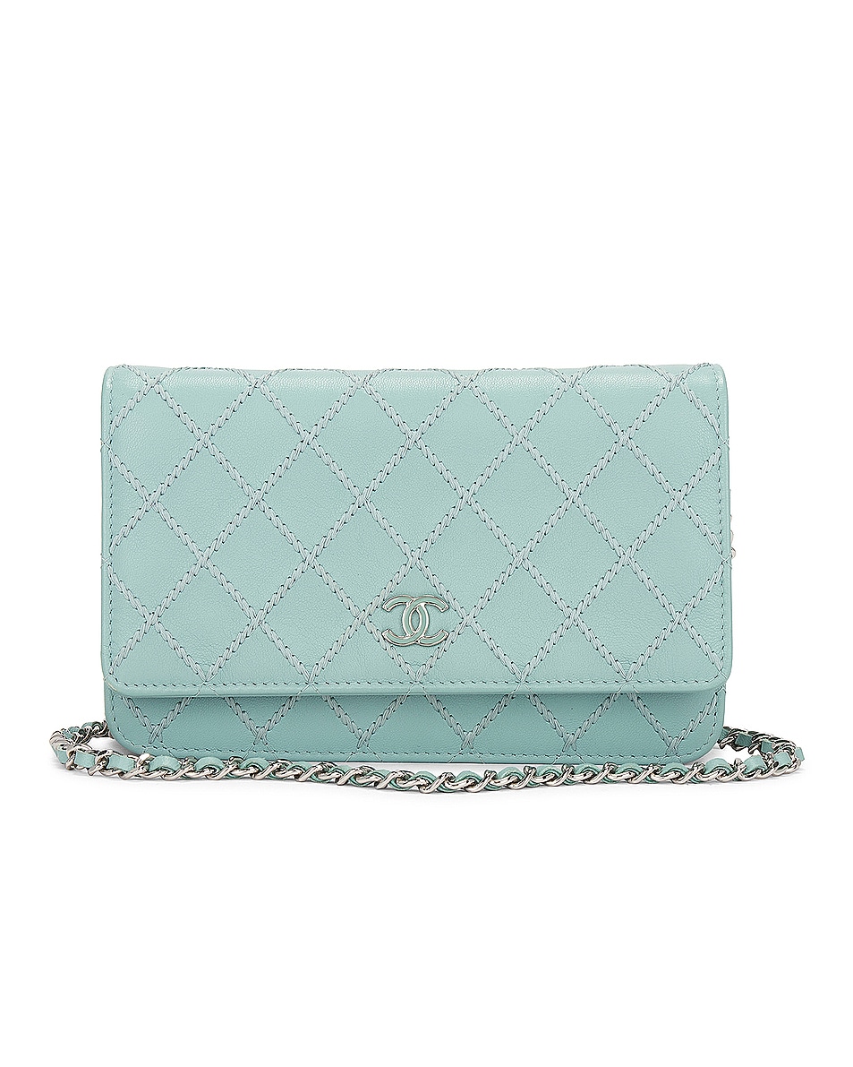 Image 1 of FWRD Renew Chanel Quilted Wallet on Chain Bag in Mint