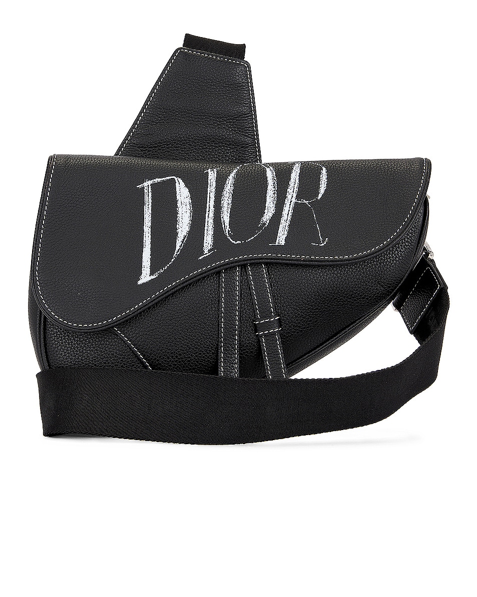 Image 1 of FWRD Renew Dior Saddle Bag in Black