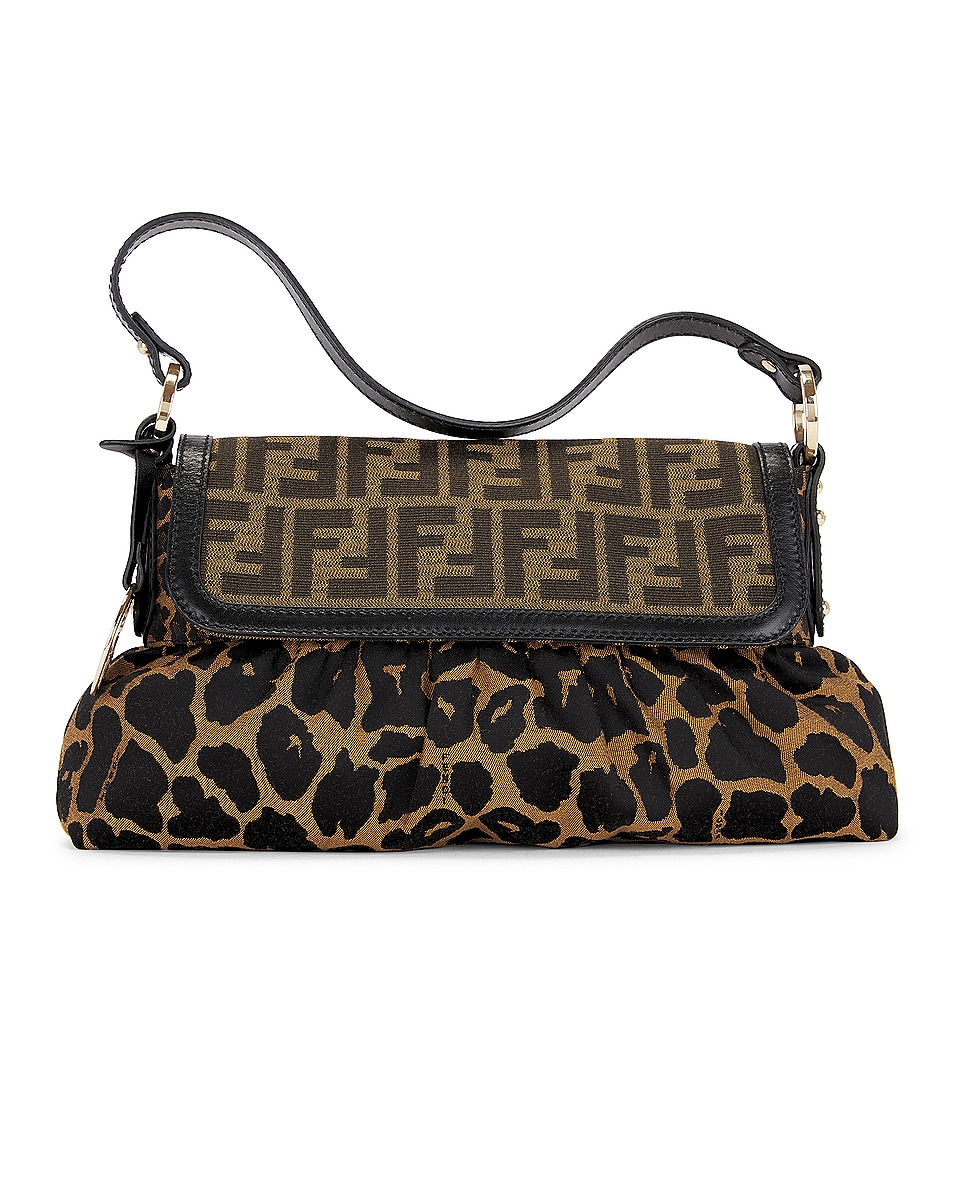 Image 1 of FWRD Renew Fendi Zucca Leopard Shoulder Bag in Brown