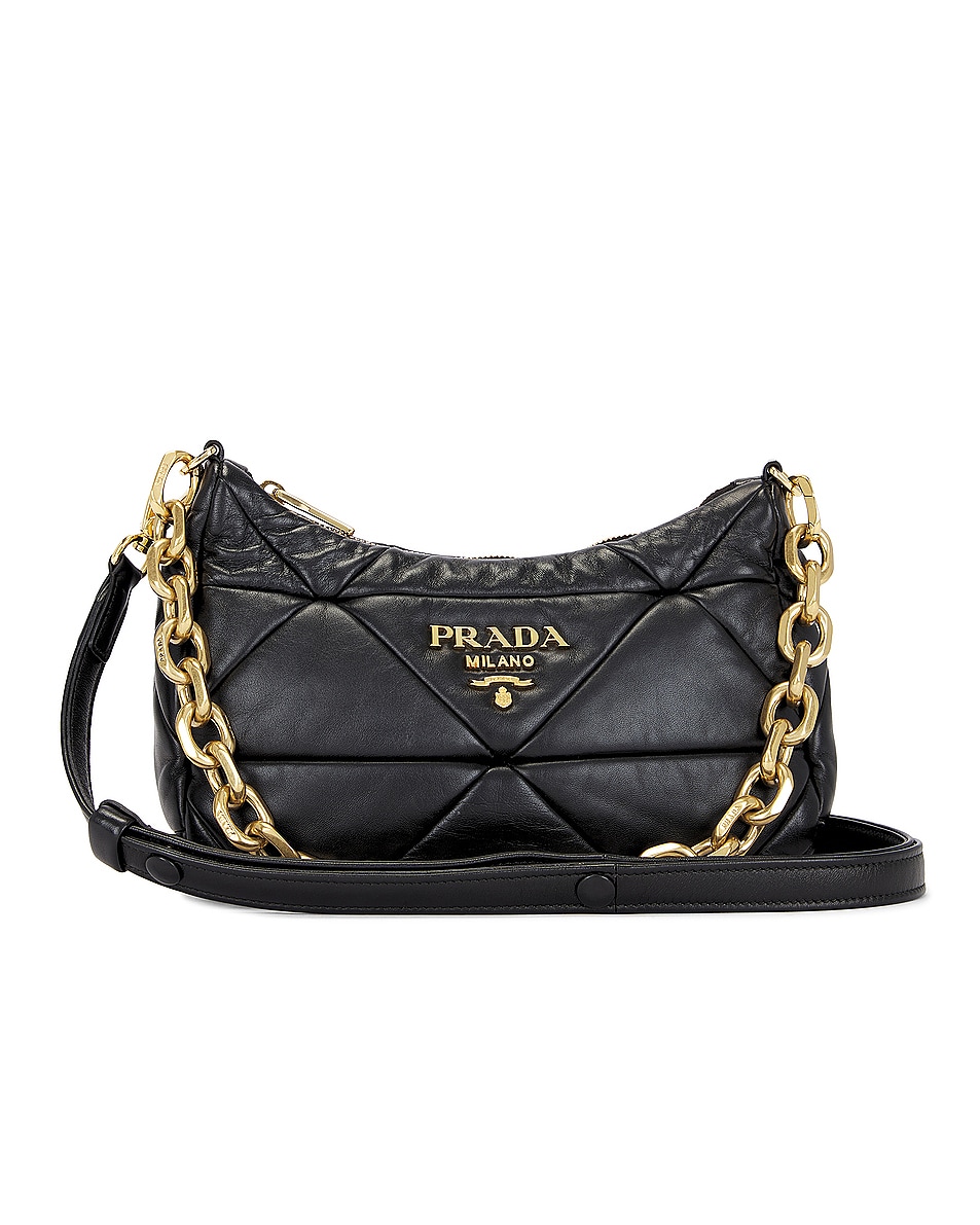 Image 1 of FWRD Renew Prada Quilted Chain Shoulder Bag in Black