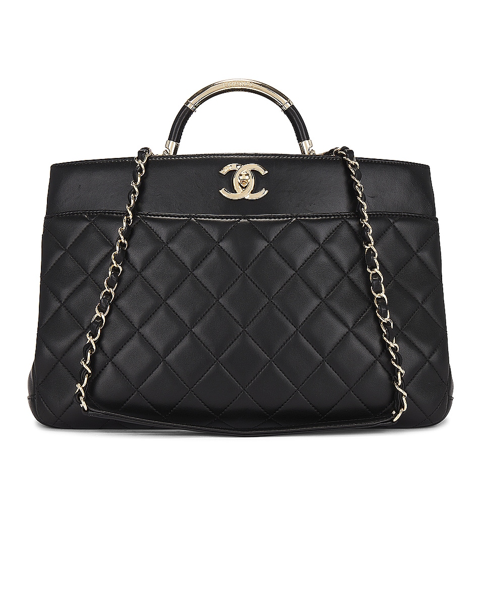 Image 1 of FWRD Renew Chanel Quilted 2 Way Handbag in Black