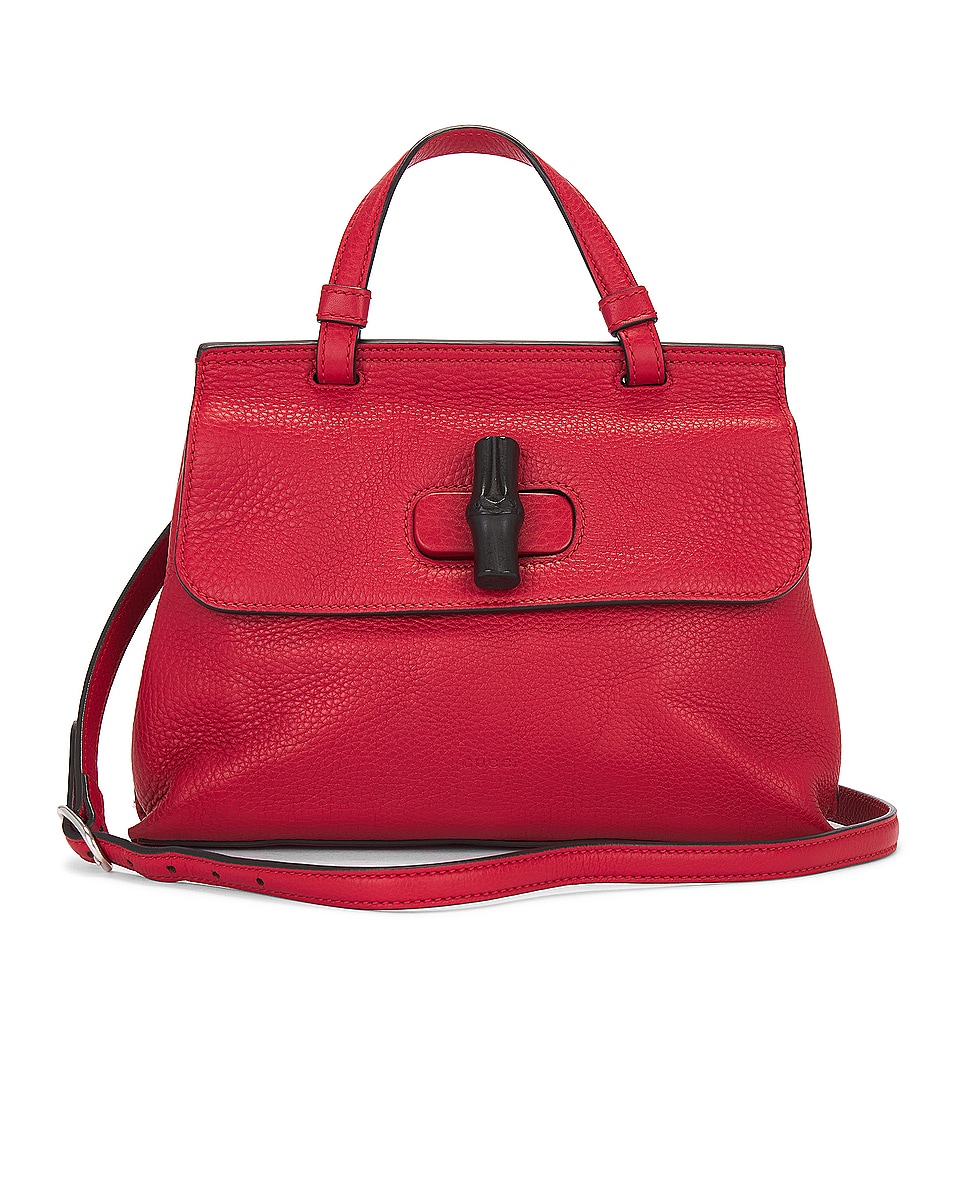 Image 1 of FWRD Renew Gucci Bamboo 2 Way Handbag in Red