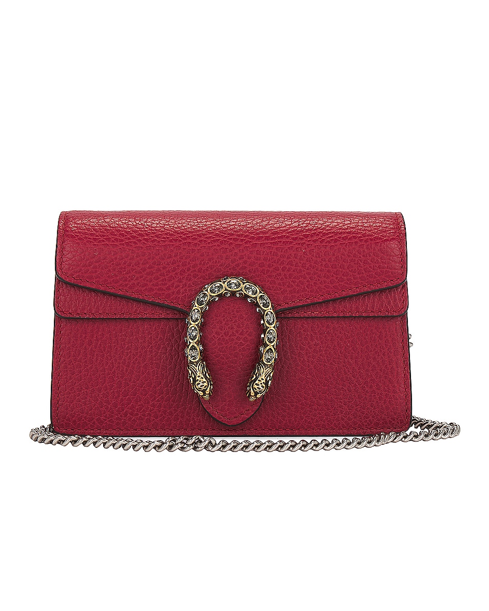 Image 1 of FWRD Renew Gucci Dionysus Leather Shoulder Bag in Red