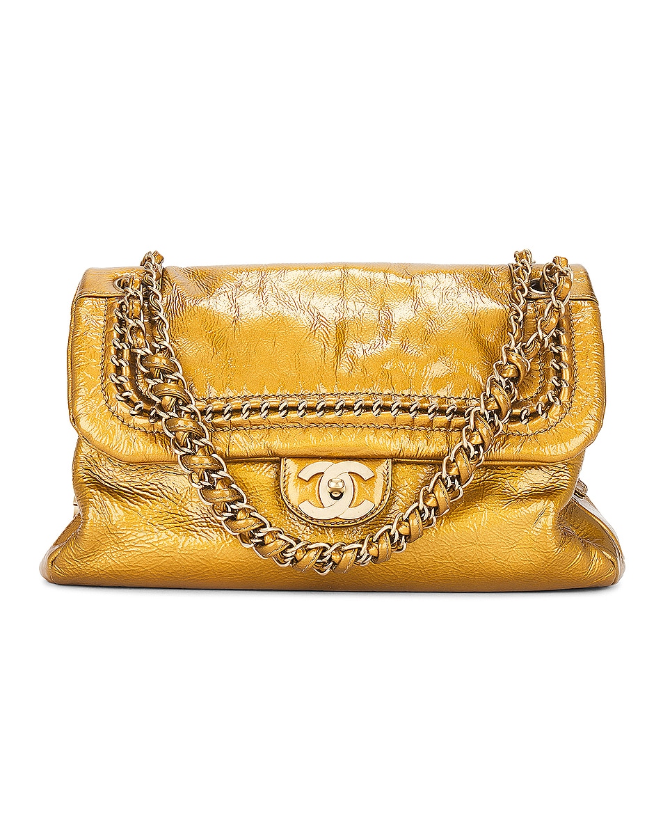 Image 1 of FWRD Renew Chanel Patent Leather Chain Shoulder Bag in Gold