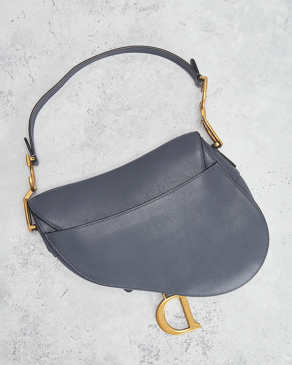 Fwrd Renew Dior Leather Saddle Bag In Grey Fwrd 9139