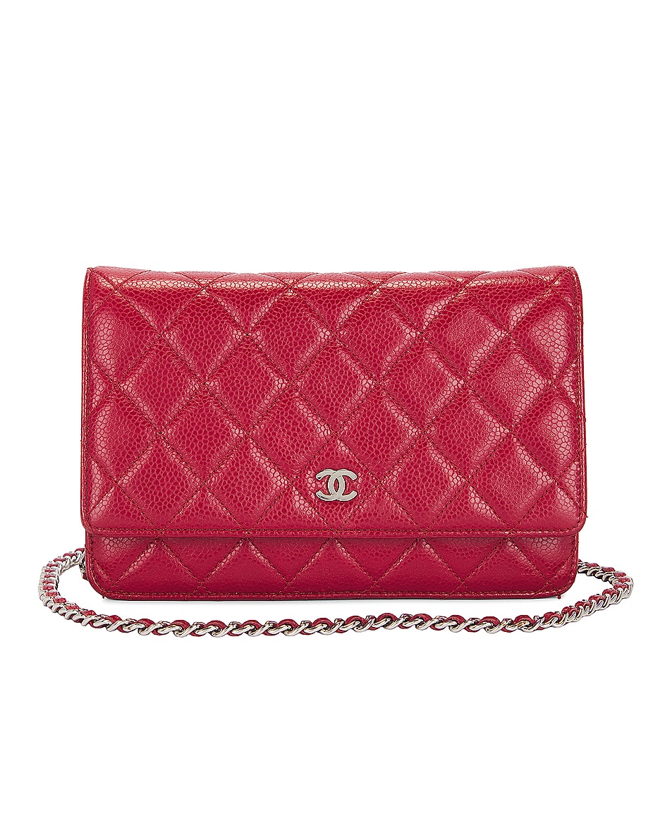 Image 1 of FWRD Renew Chanel Matelasse Caviar Wallet On Chain Bag in Red