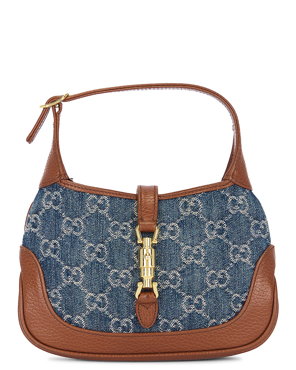 Image 1 of FWRD Renew Gucci Denim Jackie Shoulder Bag in Blue