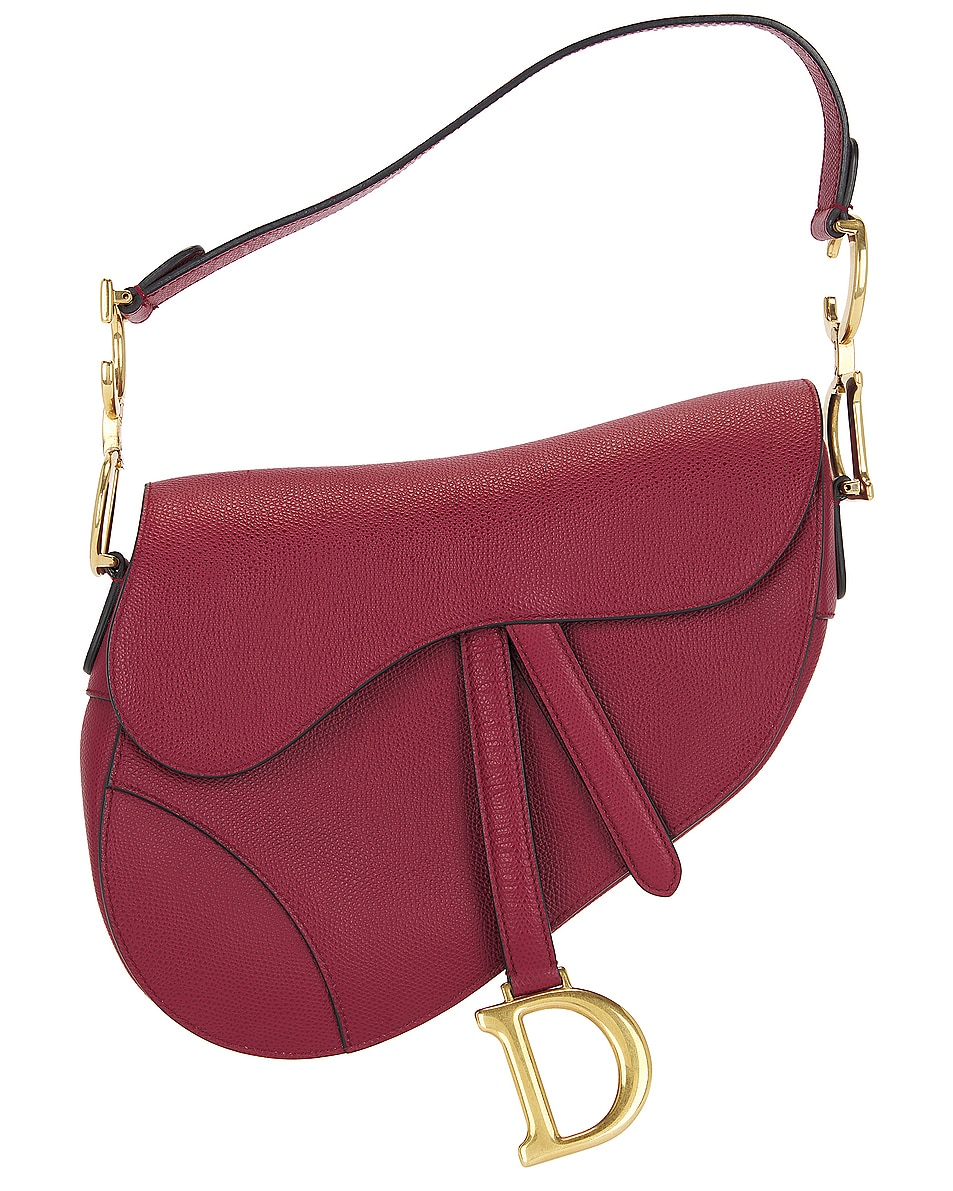 Image 1 of FWRD Renew Dior Leather Saddle Bag in Red