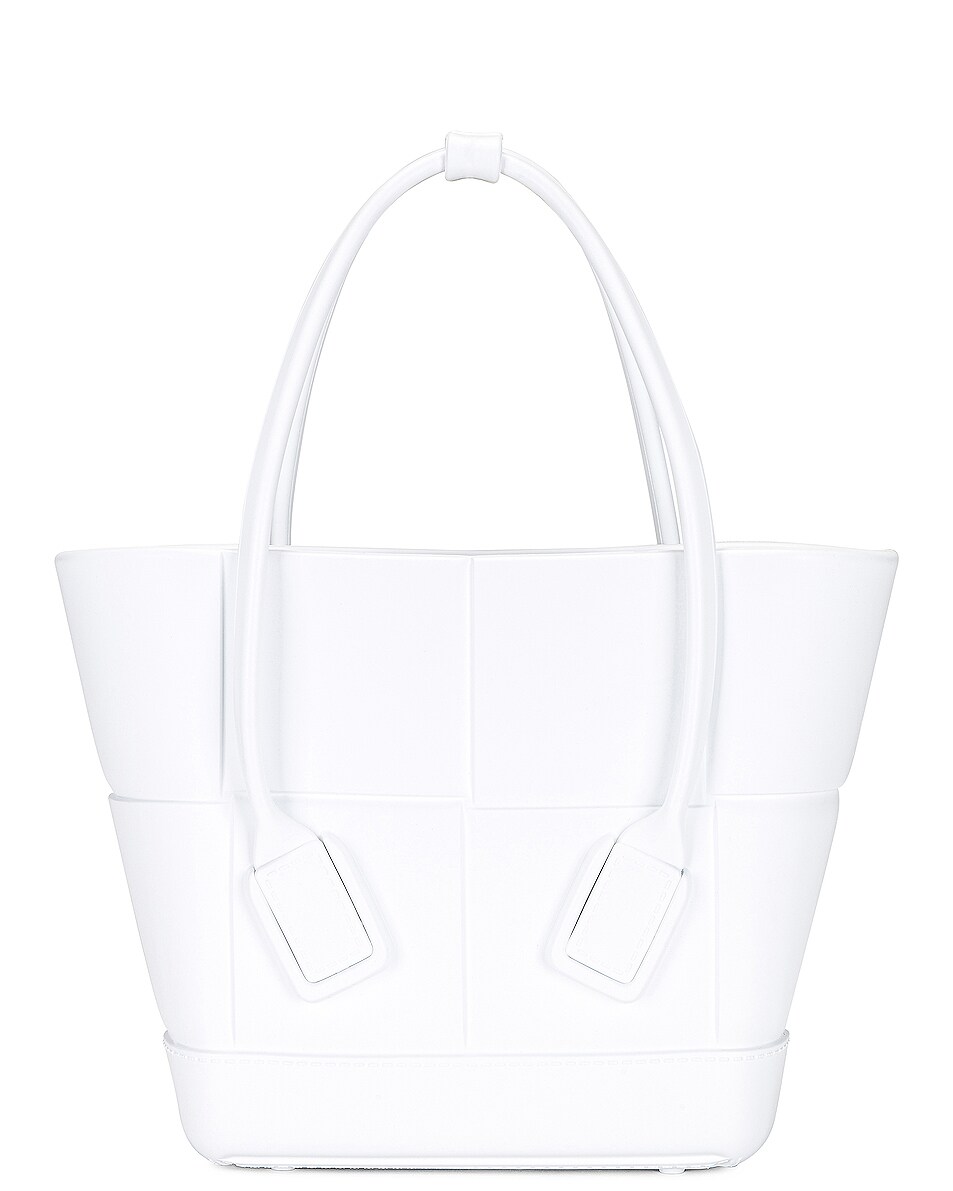 Image 1 of FWRD Renew Bottega Veneta Mini Arco Shopping Tote Bag in Chalk & Silver