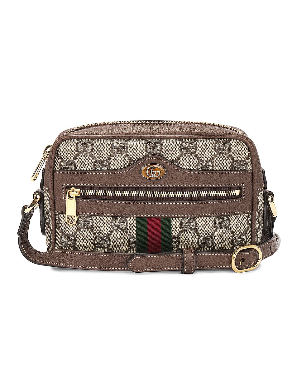 Image 1 of FWRD Renew Gucci GG Supreme Ophidia Shoulder Bag in Beige