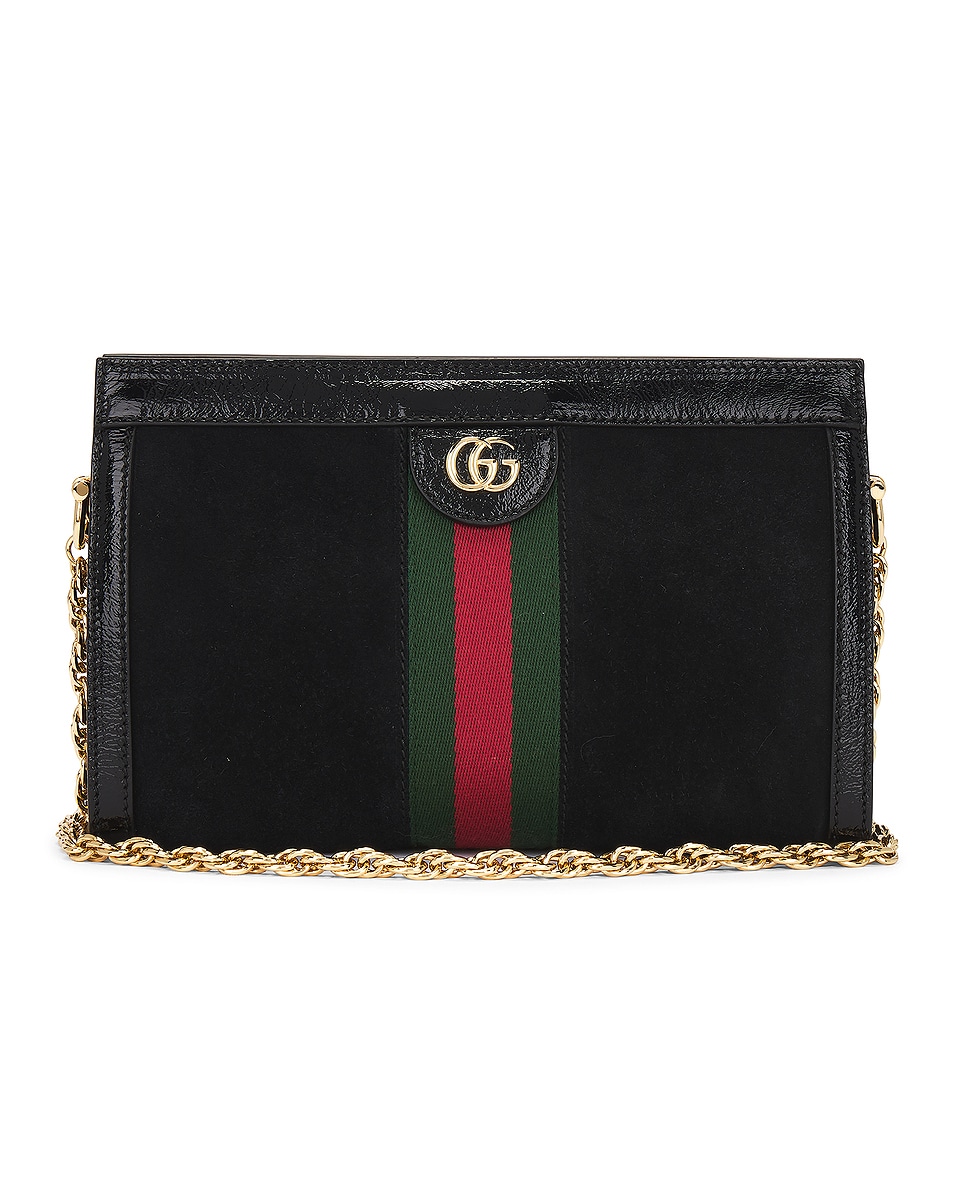 Image 1 of FWRD Renew Gucci Ophidia Leather Suede Shoulder Bag in Black
