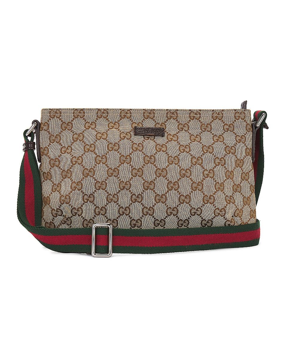 Image 1 of FWRD Renew Gucci GG Canvas Sherry Shoulder Bag in Beige