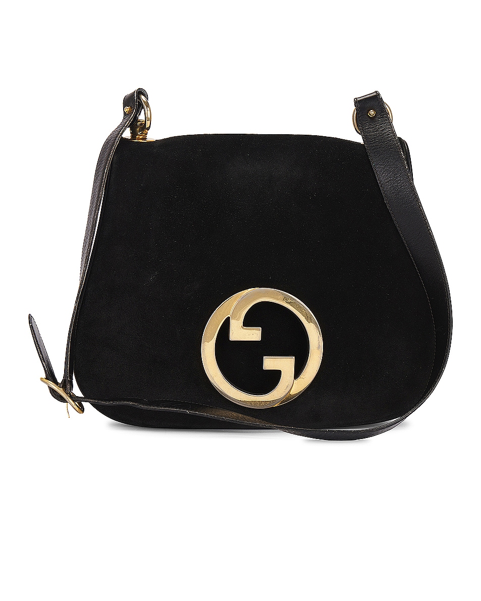 Image 1 of FWRD Renew Gucci Leather Interlocking G Shoulder Bag in Black