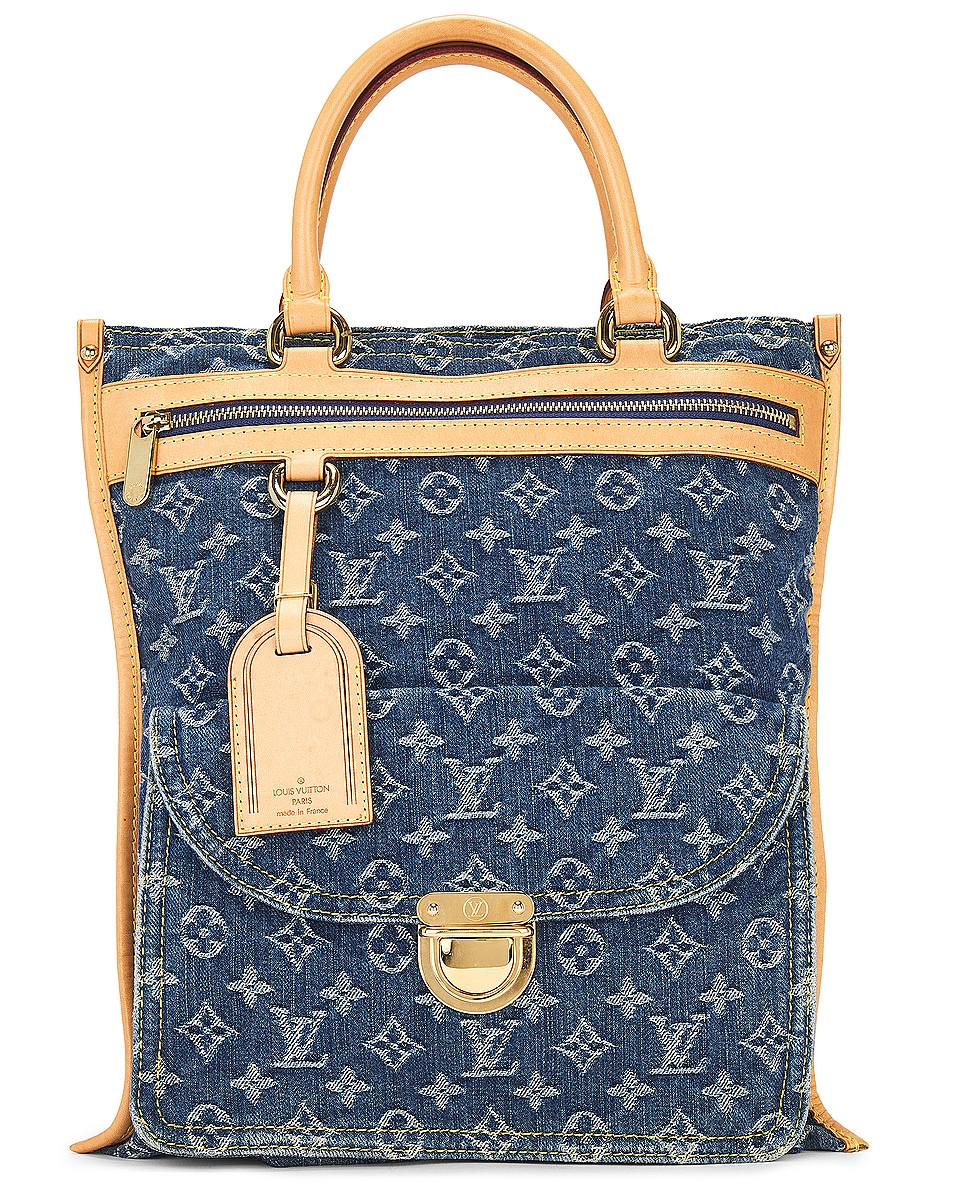 Image 1 of FWRD Renew Louis Vuitton Monogram Denim Tote Bag in Blue