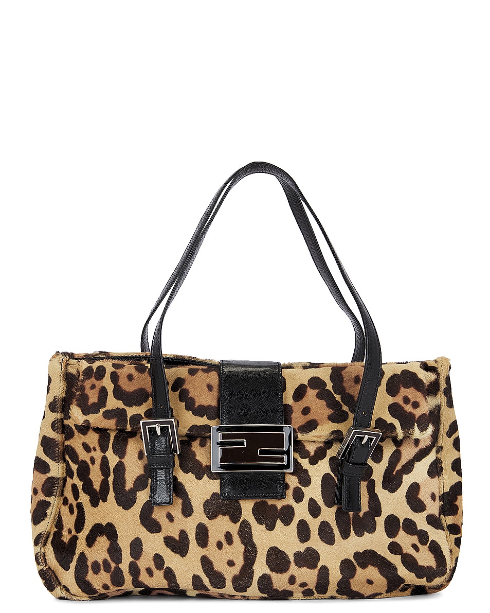 Image 1 of FWRD Renew Fendi Leopard Shoulder Bag in Tan