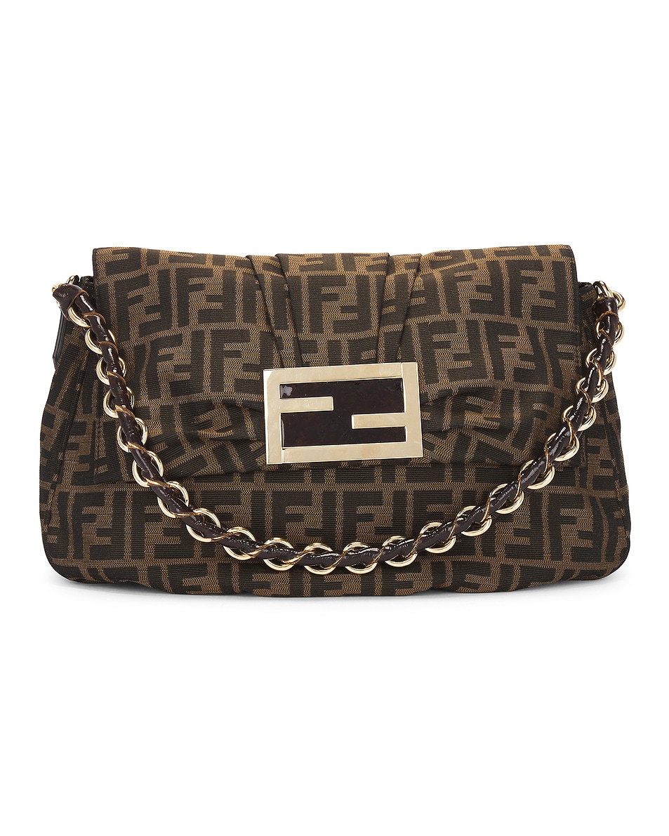 Image 1 of FWRD Renew Fendi Mia Zucca Chain Shoulder Bag in Brown