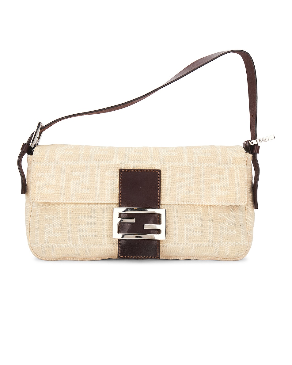 Image 1 of FWRD Renew Fendi Zucca Mama Baguette Shoulder Bag in Cream