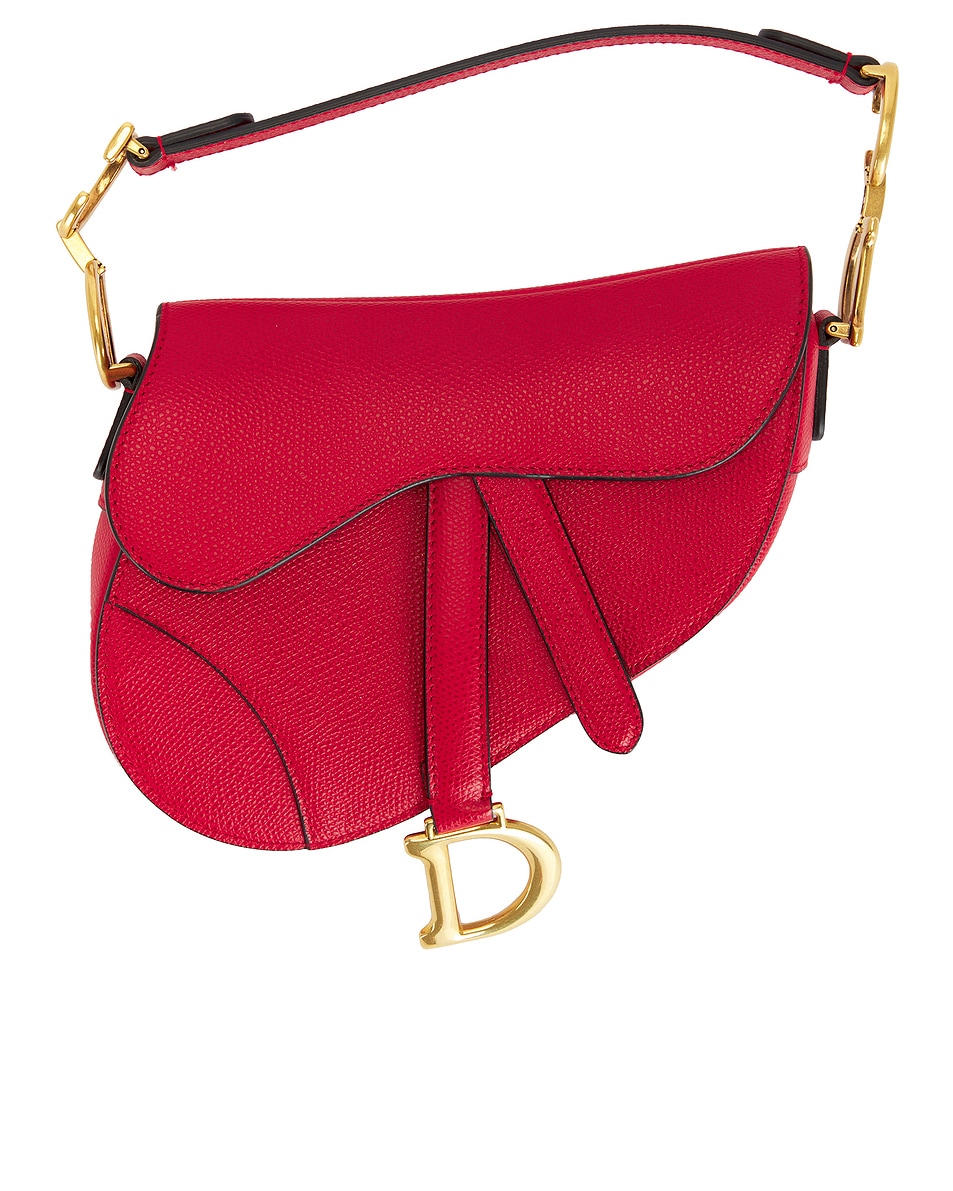 Image 1 of FWRD Renew Dior Leather Saddle Bag in Red