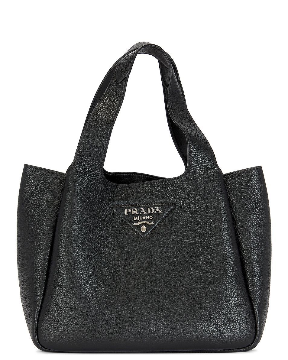 Image 1 of FWRD Renew Prada Vitello Daino Soft Handbag in Black