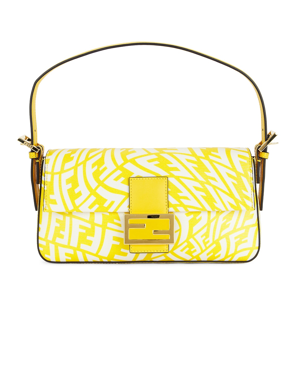 Image 1 of FWRD Renew Fendi Vertigo Zucca Baguette Shoulder Bag in Yellow