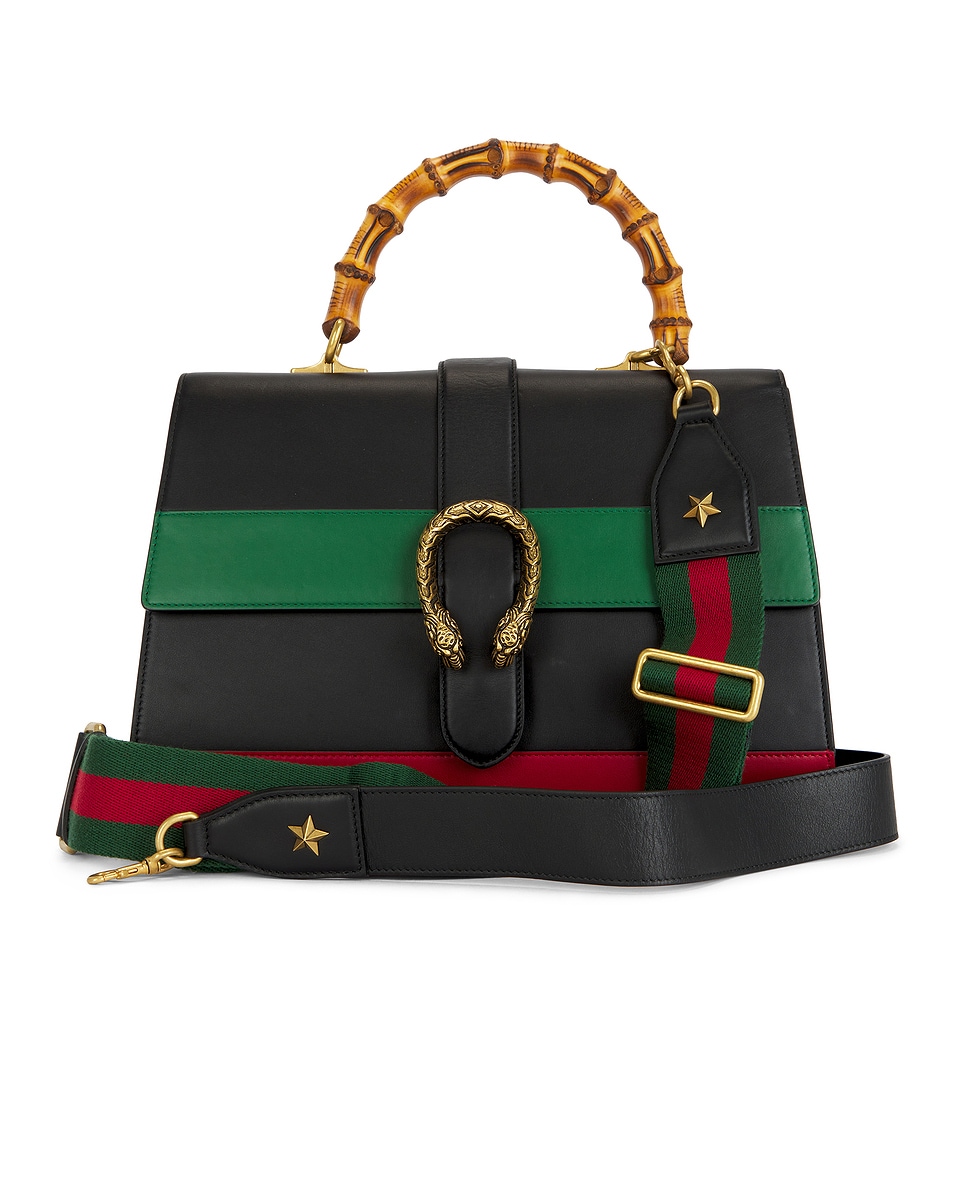 Image 1 of FWRD Renew Gucci Bamboo Dionysus 2 Way Handbag in Black