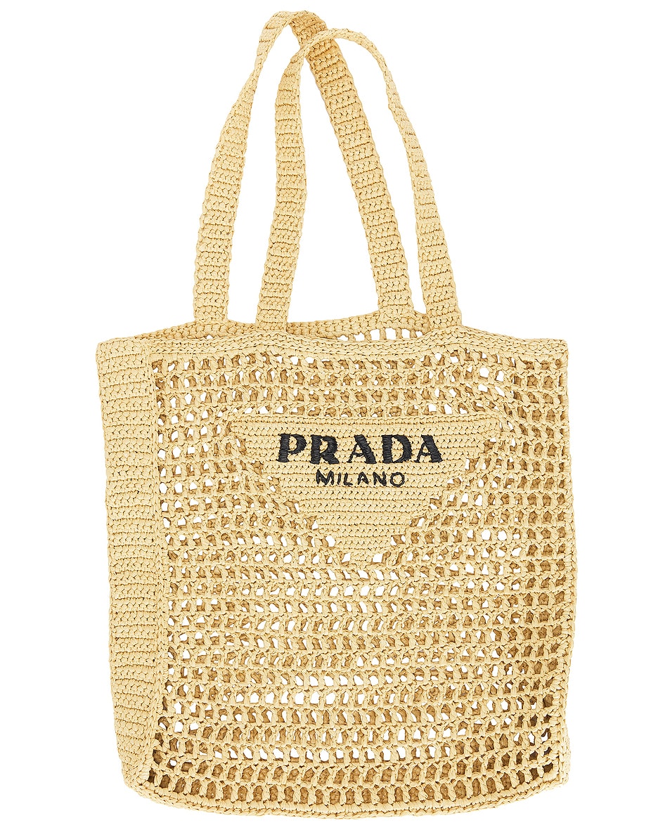 Image 1 of FWRD Renew Prada Crochet Tote Bag in Beige