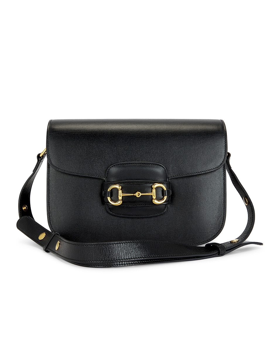 Image 1 of FWRD Renew Gucci Leather Horsebit Shoulder Bag in Black