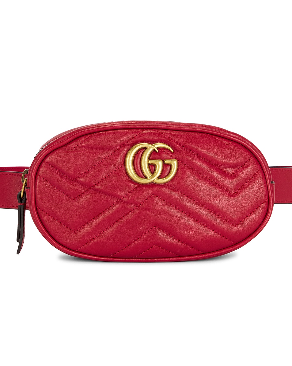 Image 1 of FWRD Renew Gucci GG Marmont Waist Bag in Red
