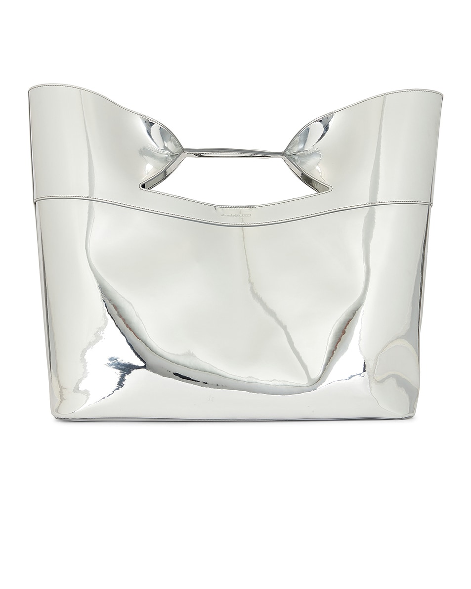 Image 1 of FWRD Renew Alexander McQueen the Bow Large Bag in Silver