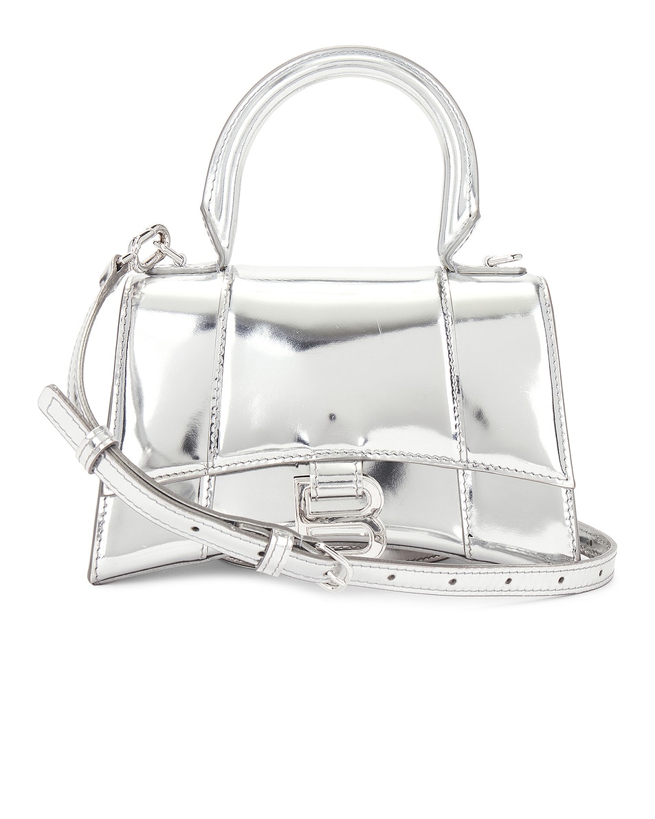 Image 1 of FWRD Renew Balenciaga Xs Hourglass Top Handle Bag in Silver