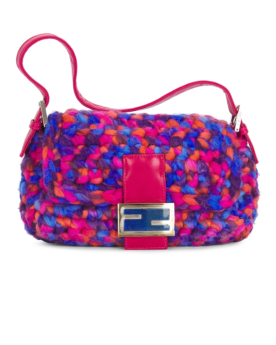 Image 1 of FWRD Renew Mama Knit Baguette Shoulder Bag in Red & Blue