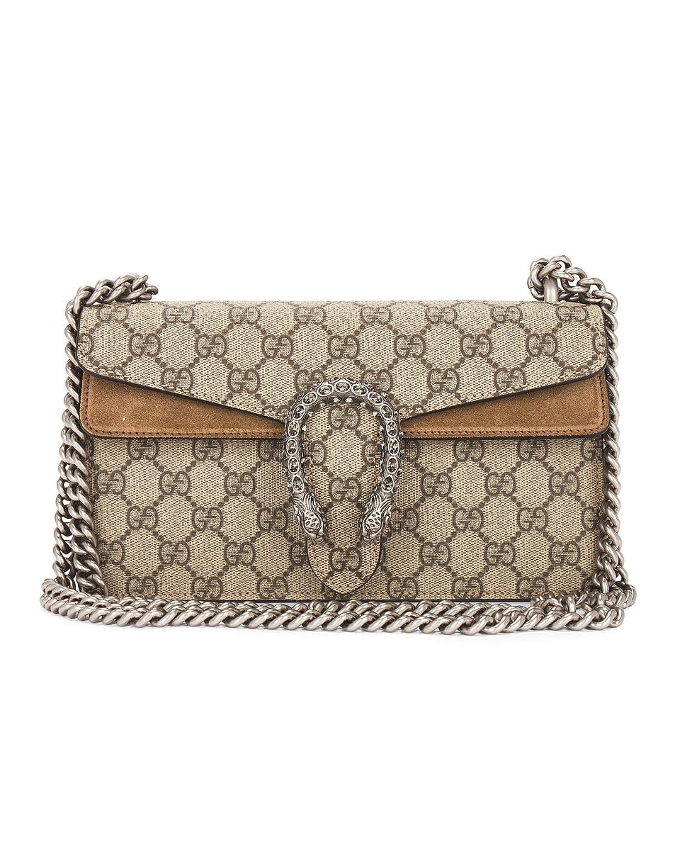 Image 1 of FWRD Renew Gucci GG Supreme Dionysus Chain Shoulder Bag in Beige