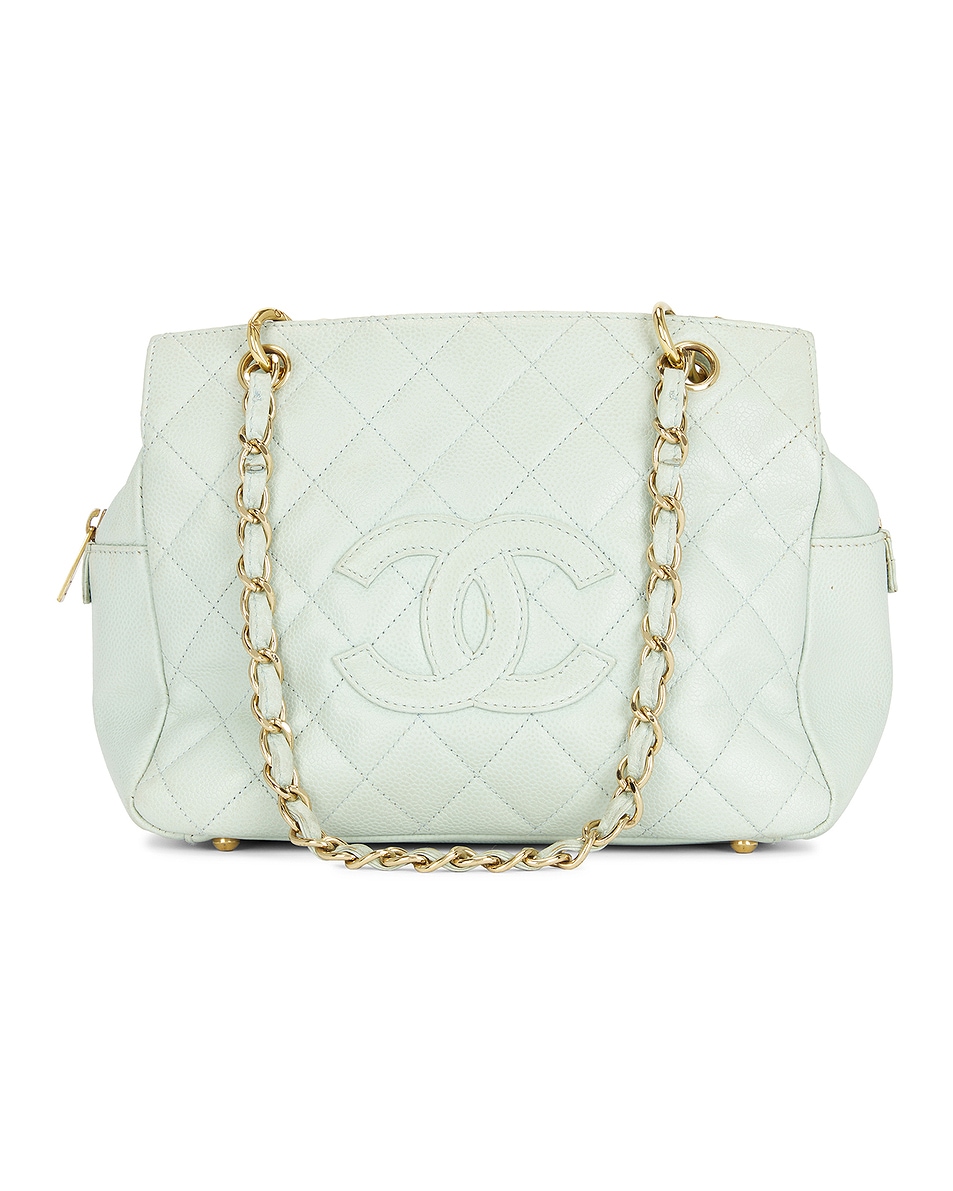 Image 1 of FWRD Renew Chanel Quilted Caviar Chain Tote Bag in Light Blue