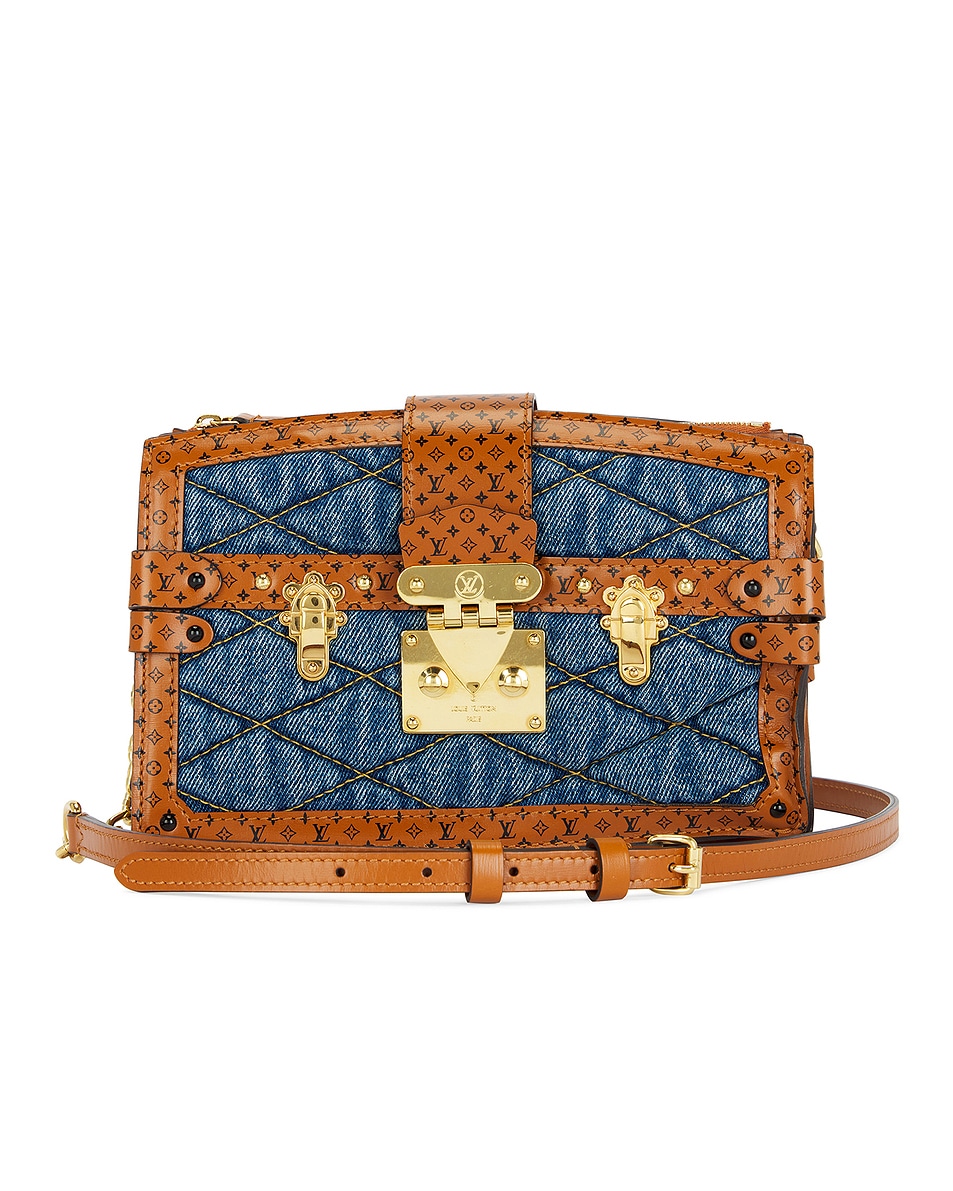 Image 1 of FWRD Renew Louis Vuitton Monogram Denim Trunk Shoulder Bag in Blue